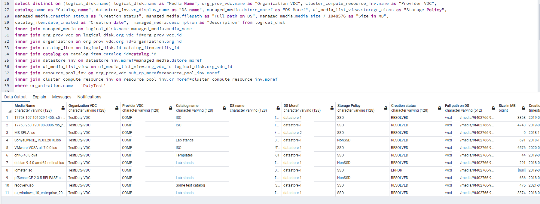 Find placement of Cloud Director ISO images on Datastore